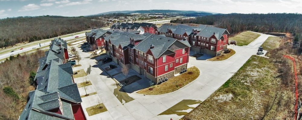 drone view of apartment complex